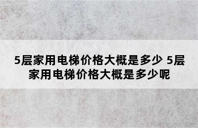 5层家用电梯价格大概是多少 5层家用电梯价格大概是多少呢